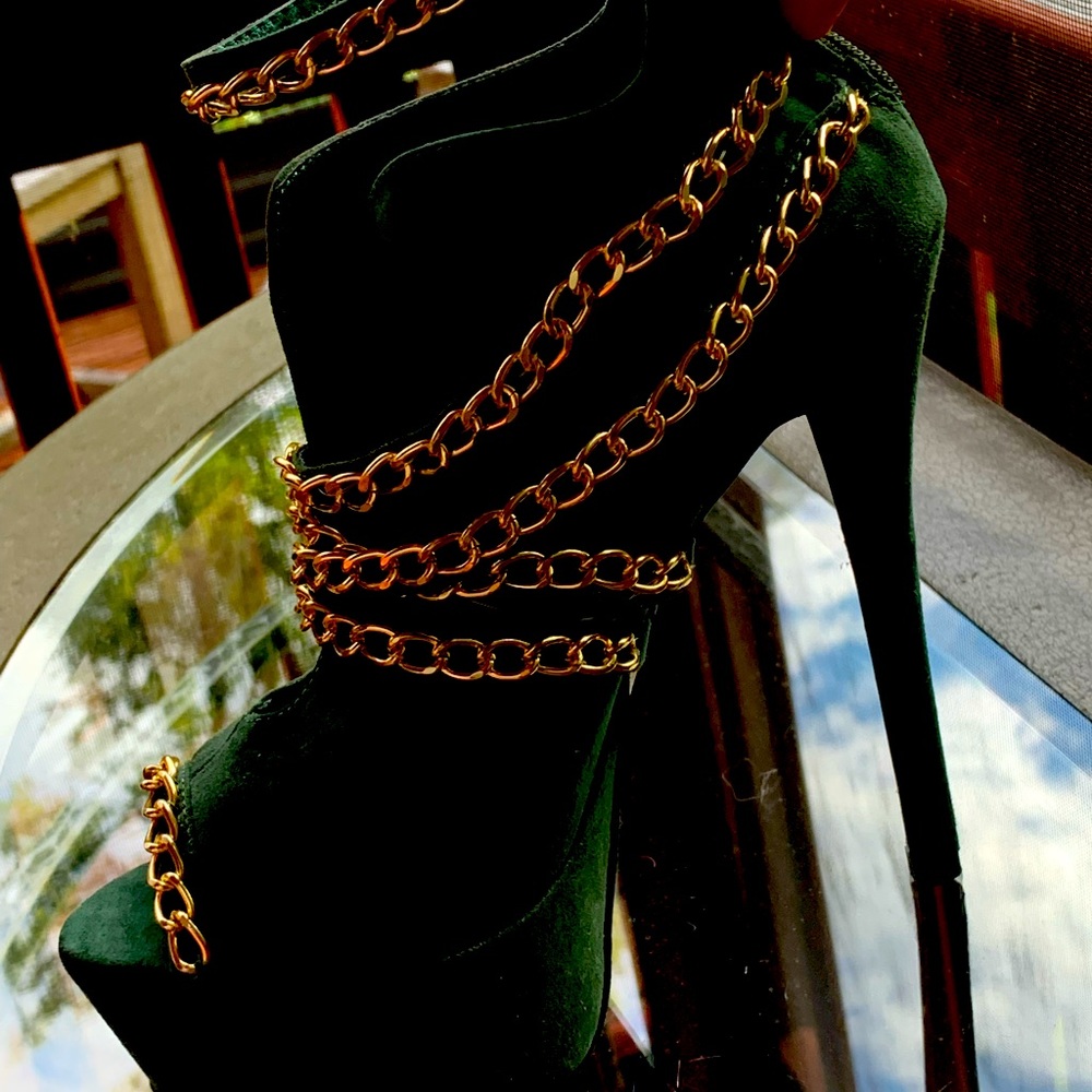 Green suede platform Stilettos